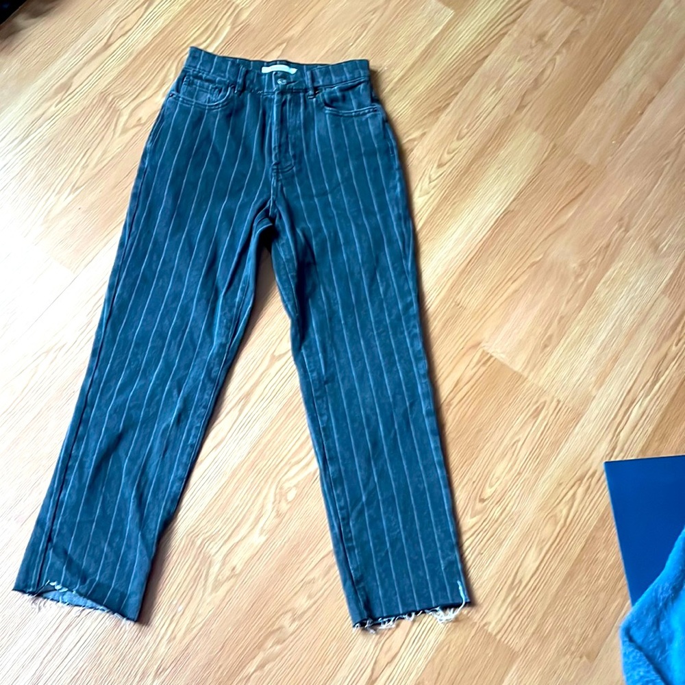 PacSun, high-rise, pinstriped, straight leg jeans